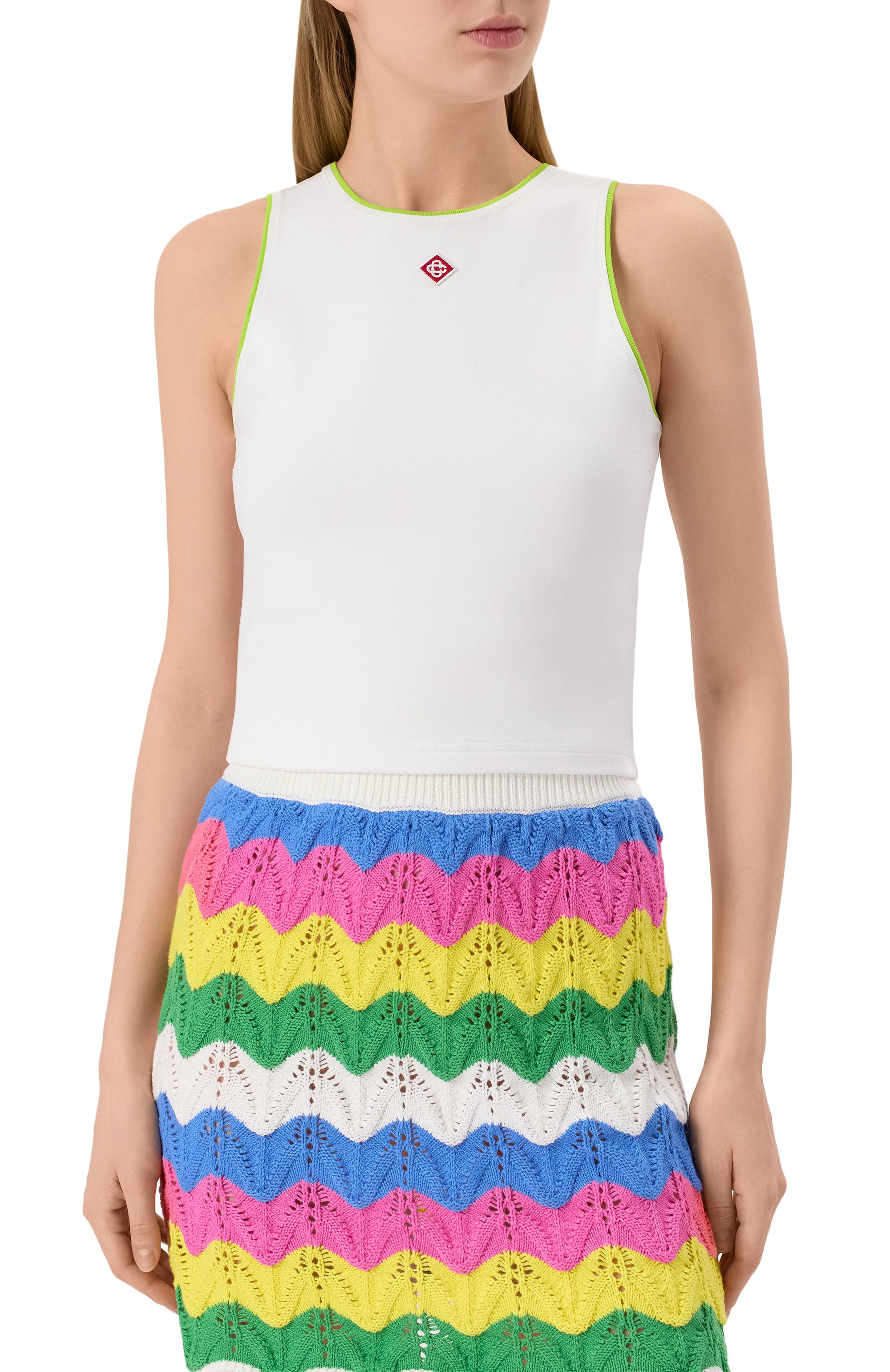 Хлопковая майка CASABLANCA белого цвета по цене 23350 руб., арт. WS25-JTS-011-02, фото 3 Хлопковая майка CASABLANCA, арт. WS25-JTS-011-02, фото 3