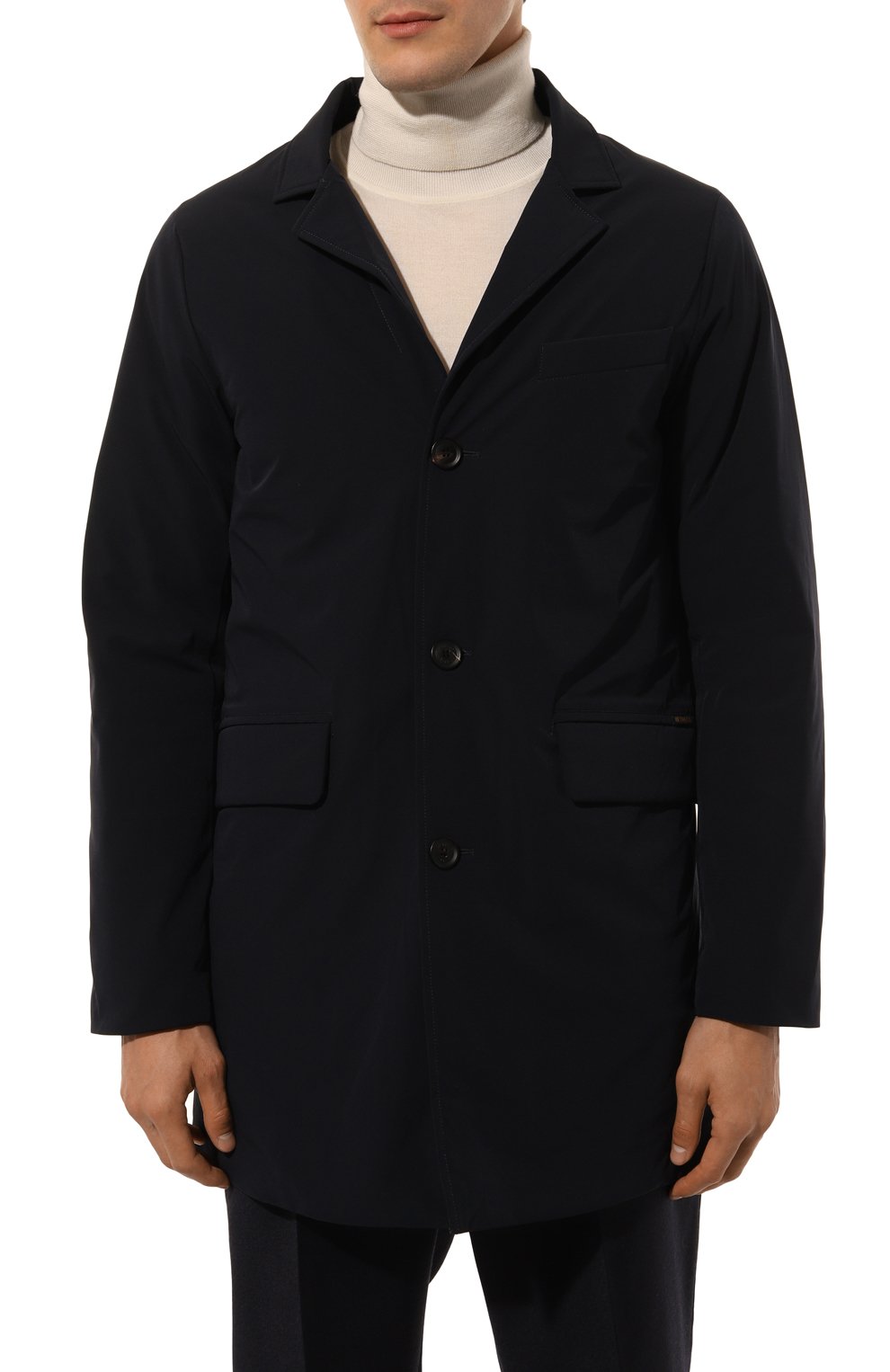 Пуховый плащ HETREGO темно-синего цвета по цене 58350 руб., арт. 8N443/BRAND0N, фото 7 Пуховый плащ HETREGO, арт. 8N443/BRAND0N, фото 7