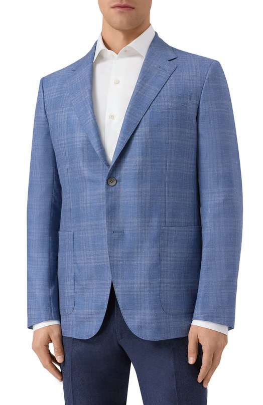 Пиджак из шерсти и шелка Zegna 10FP20/759032A7 Синий  10FP20/759032A7 Фото 4