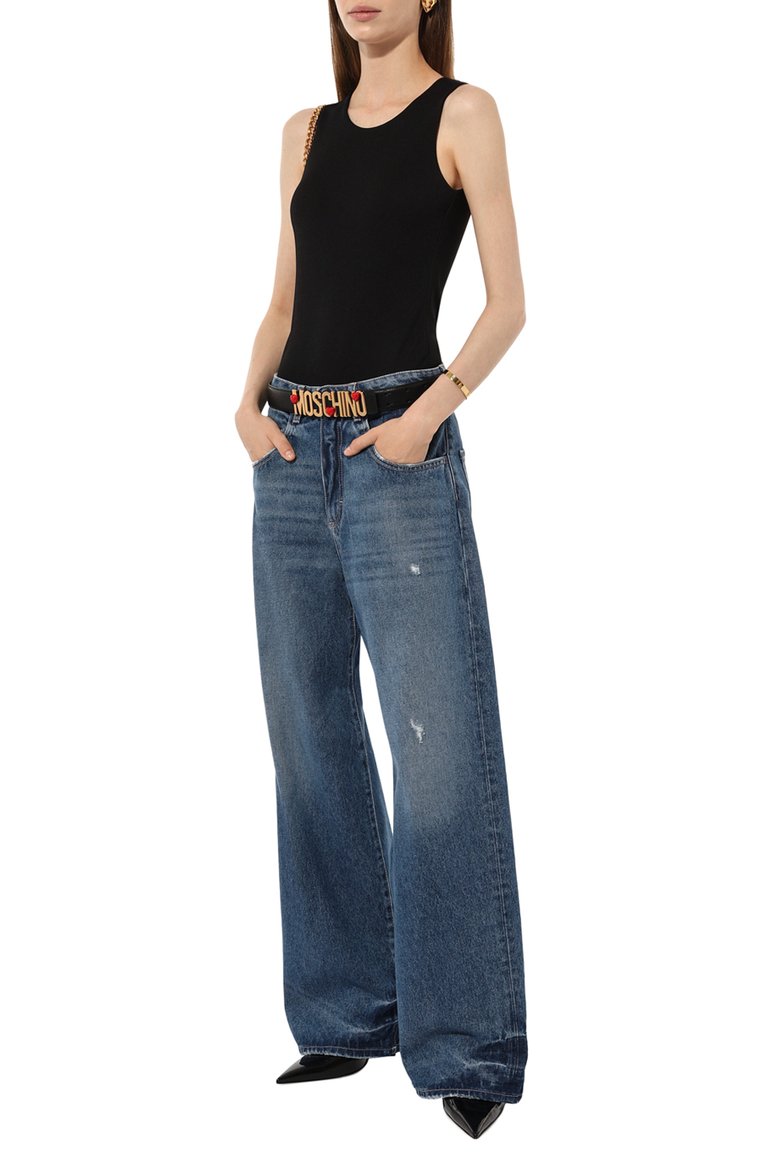 Женские джинсы ICON DENIM LA синего цвета, арт. P0PPY EC0 | Фото 2 (Длина (брюки, джинсы): Стандартные; Материал внешний: Хлопок, Деним; Стили: Кэжуэл; Силуэт Ж (брюки и джинсы): Широкие; Кросс-КТ: Деним; Детали: Делаве)