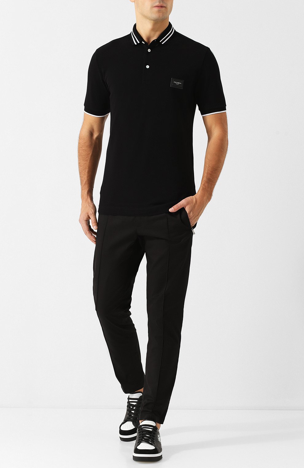 Хлопковые брюки DOLCE & GABBANA черного цвета по цене 64500 руб., арт. GYACET/FUFIS, фото 2 Хлопковые брюки DOLCE & GABBANA, арт. GYACET/FUFIS, фото 2