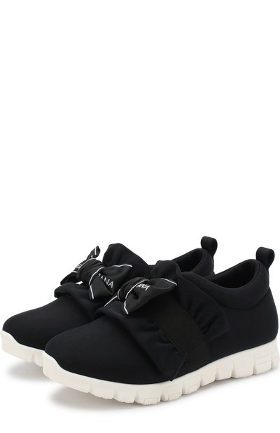 Текстильные кроссовки с эластичной вставкой и бантом DOLCE & GABBANA, арт. D10686/AN625/29-36, фото 1