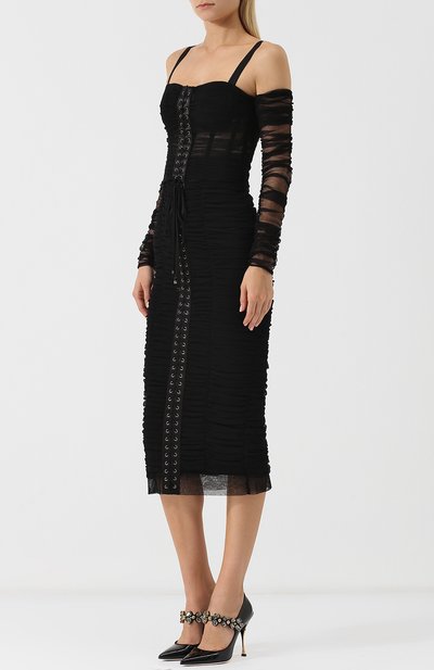 Приталенное платье со шнуровкой на бретельках DOLCE & GABBANA, арт. F6A9QT/FLEAA, фото 3