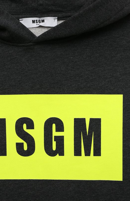 Хлопковое худи MSGM kids Серый, фото 3