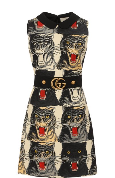Приталенное платье-миди с принтом GUCCI, арт. 475827/ZJP46, фото 1