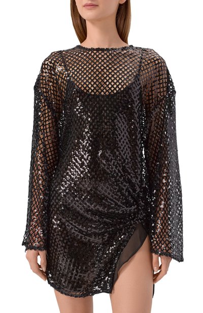 Платье с отделкой пайетками THE ATTICO черного цвета по цене 155500 руб., арт. 251WCA00453/PLL009AA, фото 3 Платье с отделкой пайетками THE ATTICO, арт. 251WCA00453/PLL009AA, фото 3