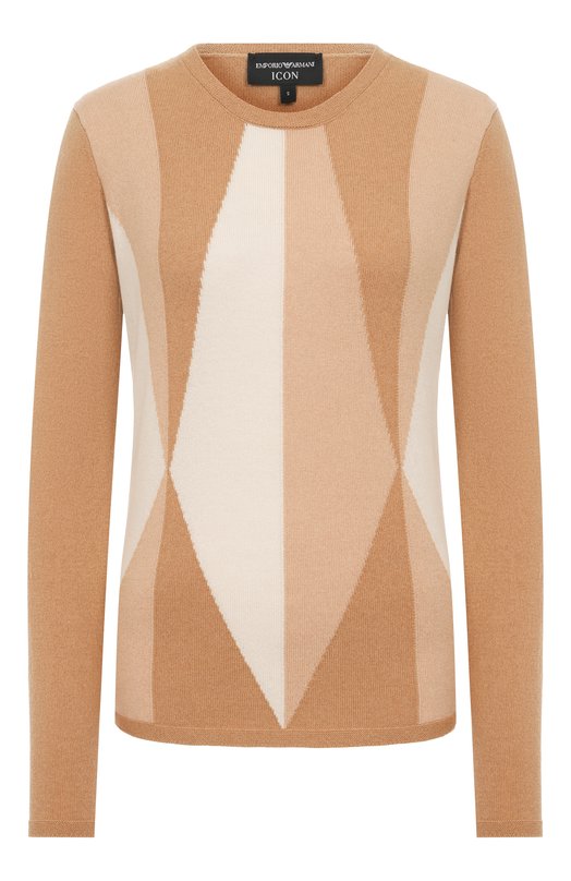 Пуловер из шерсти и кашемира Emporio Armani EW002610/AF21387/FB002 Бежевый EW002610/AF21387/FB002