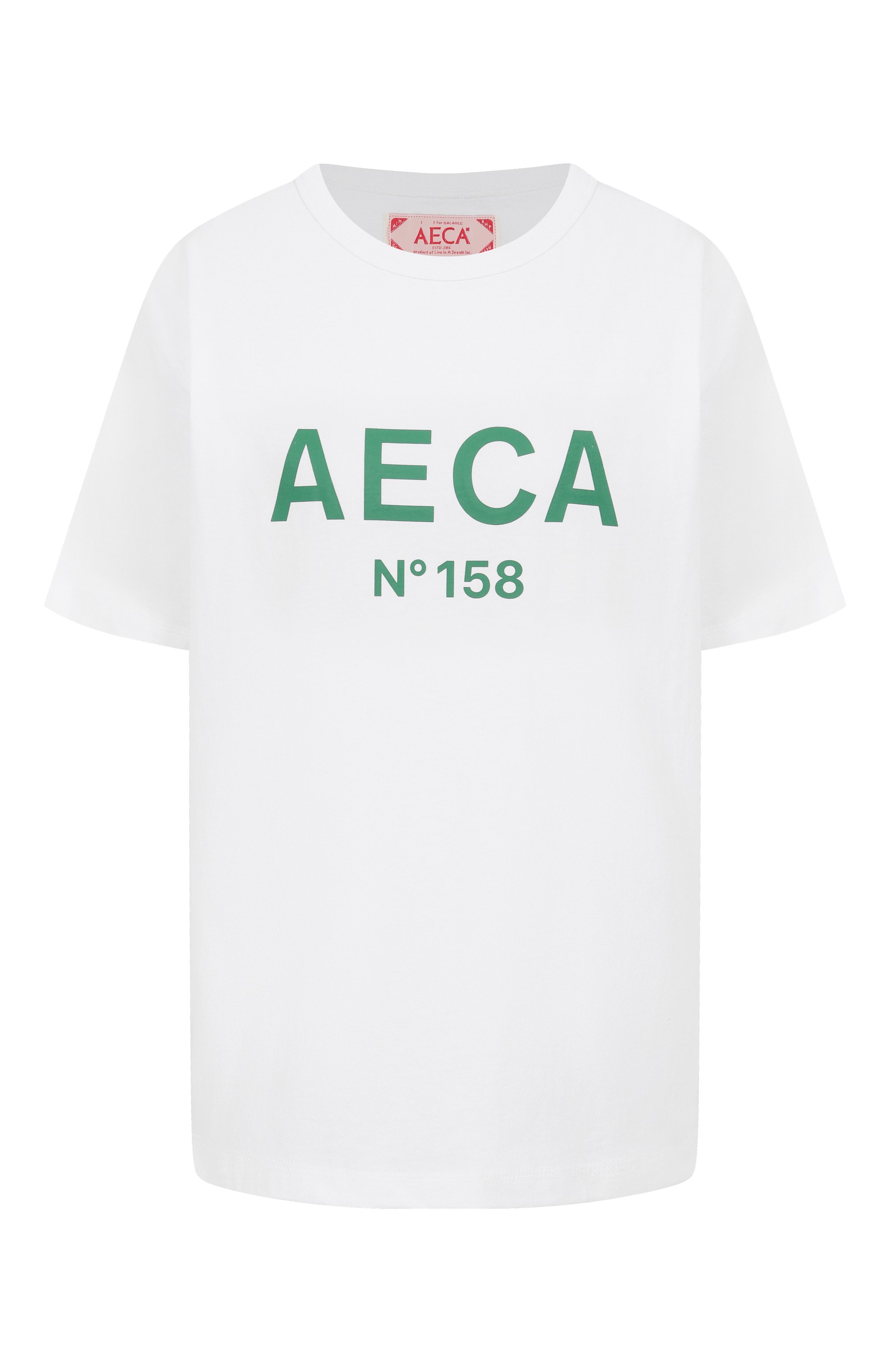 Хлопковая футболка AECA WHITE, арт. AWCMSSBBTTSST005A2.WHITE/GREEN (S), фото 1