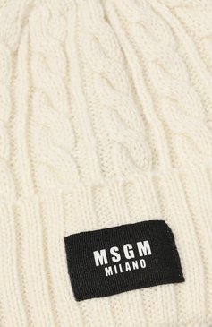 Детского шапка MSGM KIDS кремвого цвета, арт. F3MSJUHT057 | Фото 3 (Материал: Текстиль, Шерсть, Синтетический материал; Материал сплава: Проставлено; Нос: Не проставлено)