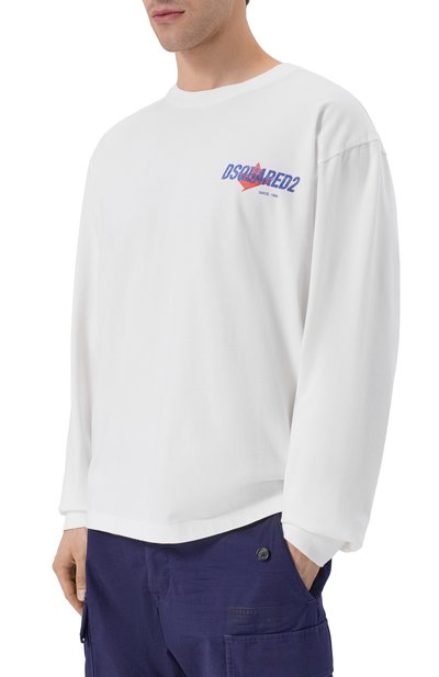 Хлопковый лонгслив DSQUARED2 белого цвета по цене 35600 руб., арт. S74GD1555/D20106, фото 3 Хлопковый лонгслив DSQUARED2, арт. S74GD1555/D20106, фото 3
