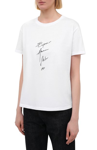 Хлопковая футболка EMPORIO ARMANI белого цвета по цене 11600 руб., арт. 3K2T7B/2J95Z, фото 3 Хлопковая футболка EMPORIO ARMANI, арт. 3K2T7B/2J95Z, фото 3