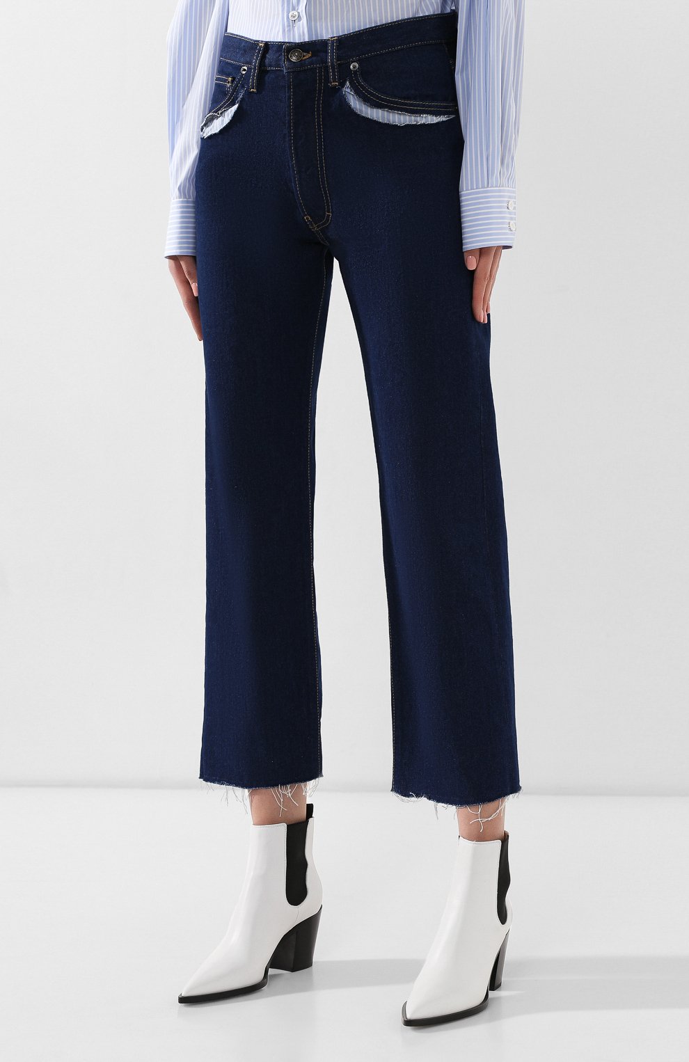 Укороченные джинсы MAISON MARGIELA темно-синего цвета по цене 54650 руб., арт. S29LA0042/S30589, фото 3 Укороченные джинсы MAISON MARGIELA, арт. S29LA0042/S30589, фото 3