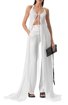 Женский топ ANN DEMEULEMEESTER белого цвета, арт. B0012436/FA563 | Фото 2 (Стили: Кэжуэл; Кросс-КТ: костюм; Длина (для топов): Удлиненные; Рукава: Без рукавов; Материал внешний: Синтетический материал; Автоматизация ТО: Проставлено; Автоматизация состава: Проставлено)