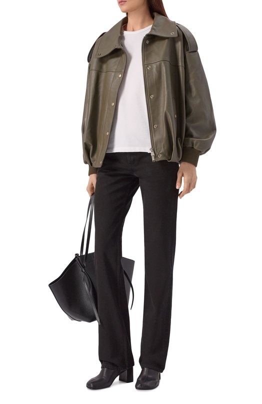 Кожаный бомбер Halfboy HS261WL022 LT016/SM00TH LEATHER B0MBER Хаки  HS261WL022 LT016/SM00TH LEATHER B0MBER Фото 2