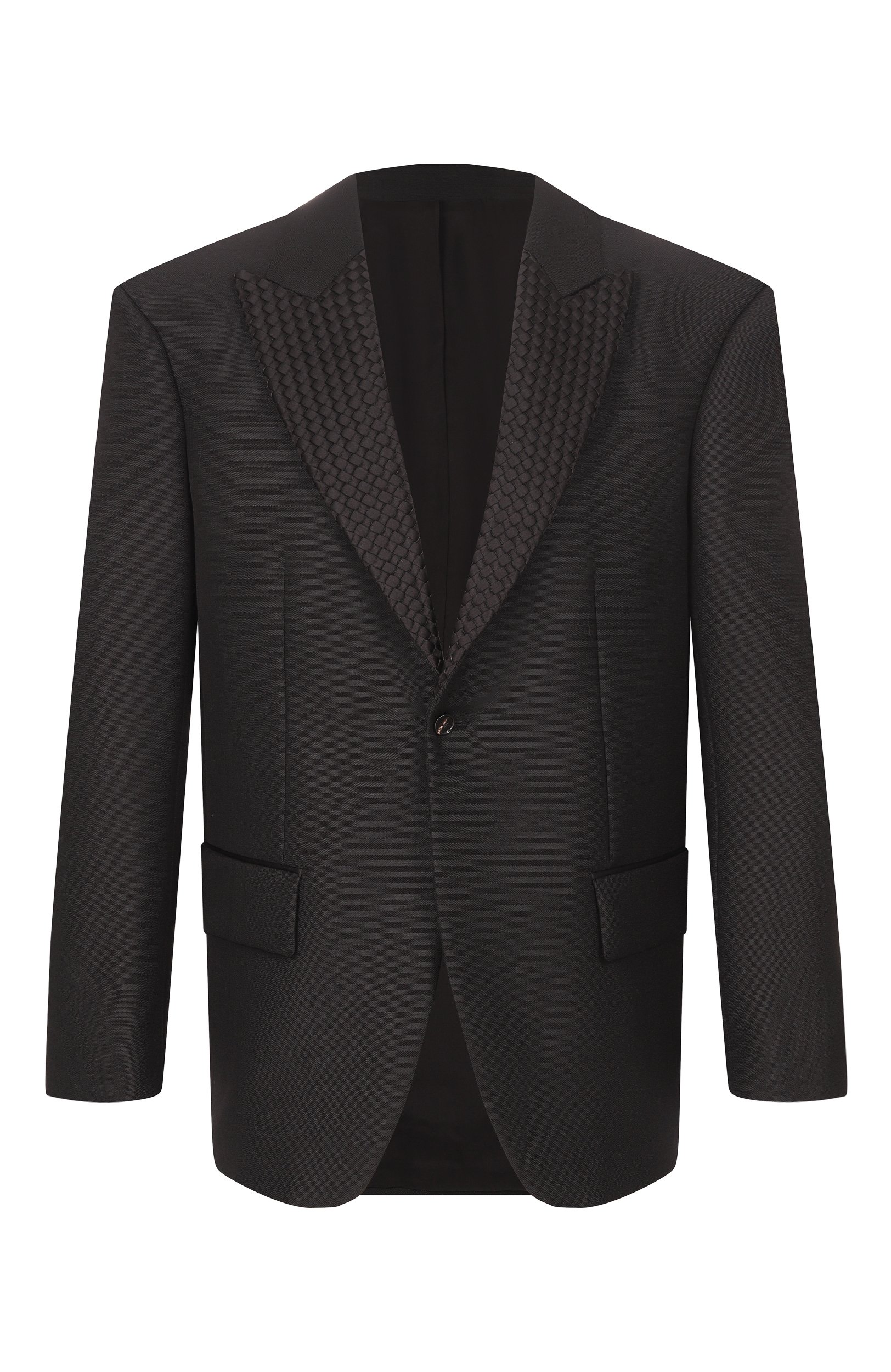 Шерстяной пиджак BOTTEGA VENETA черного цвета по цене 647000 руб., арт. 871226/V60F0, фото 1 Шерстяной пиджак BOTTEGA VENETA, арт. 871226/V60F0, фото 1