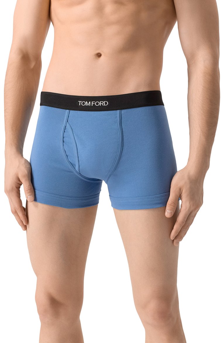 Мужские хлопковые боксеры TOM FORD голубого цвета, арт. T4LC3/104 | Фото 2 (Нос: Не проставлено; Материал внешний: Хлопок; Мужское Кросс-КТ: Трусы; Кросс-КТ: бельё; Трусы М: Боксеры)