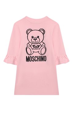 Детское хлопковое платье MOSCHINO розового цвета, арт. HAV081/LDA17/4A-8A | Фото 1 (Рукава: Длинные; Случай: Повседневный; Материал сплава: Проставлено; Материал внешний: Хлопок; Девочки Кросс-КТ: Платье-одежда; Драгоценные камни: Проставлено; Ростовка одежда: 4 года | 104 см, 5 лет | 110 см, 6 лет | 116 см, 8 лет | 128 см)