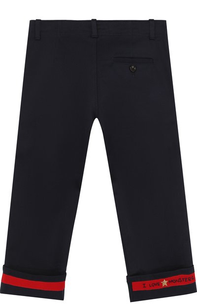 Хлопковые брюки с отворотами и контрастной нашивкой GUCCI, арт. 499974/XBD87, фото 2