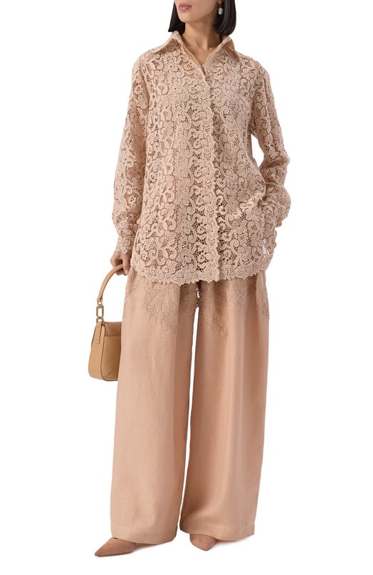 Хлопковая блузка Ermanno Scervino D464K616HGJ Бежевый  D464K616HGJ Фото 2