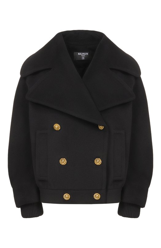 Полупальто из шерсти и кашемира Balmain GF1UA141/WD48 Чёрный GF1UA141/WD48