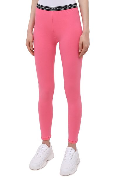 Хлопковые легинсы BALMAIN кораллового цвета по цене 25400 руб., арт. BPN095140, фото 3 Хлопковые легинсы BALMAIN, арт. BPN095140, фото 3