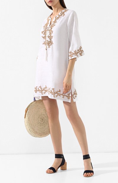 Льняная туника ESMERALDA RESORT белого цвета по цене 89950 руб., арт. KURTA SURYA DESIGN, фото 2 Льняная туника ESMERALDA RESORT, арт. KURTA SURYA DESIGN, фото 2