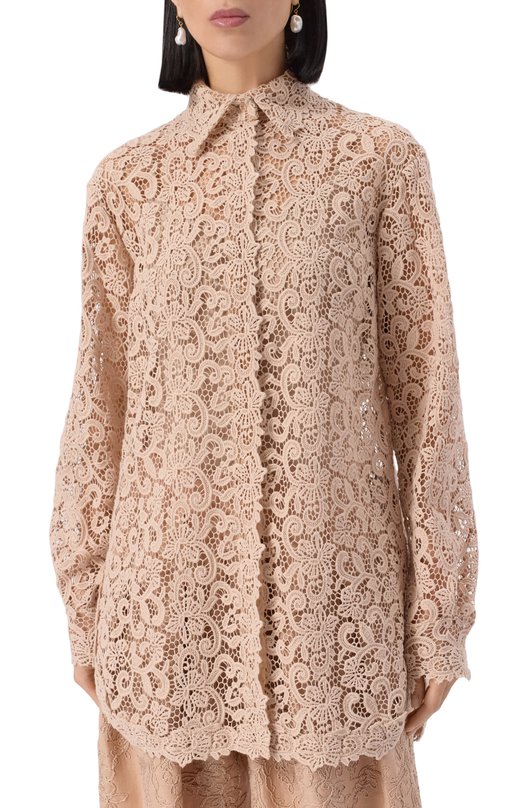 Хлопковая блузка Ermanno Scervino D464K616HGJ Бежевый  D464K616HGJ Фото 3