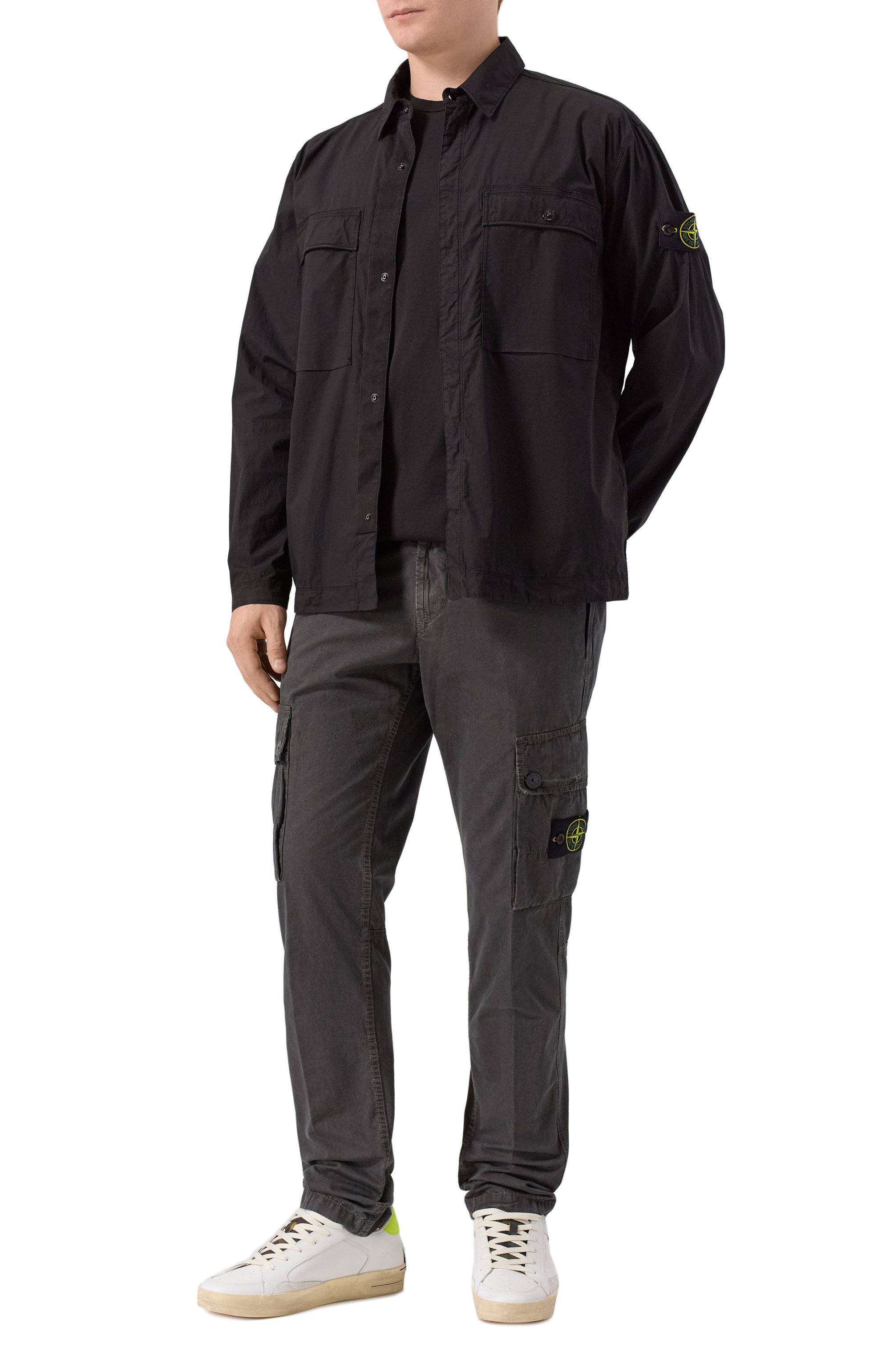 Хлопковая куртка-рубашка STONE ISLAND черного цвета по цене 66900 руб., арт. K1S151200015/S0003, фото 2 Хлопковая куртка-рубашка STONE ISLAND, арт. K1S151200015/S0003, фото 2