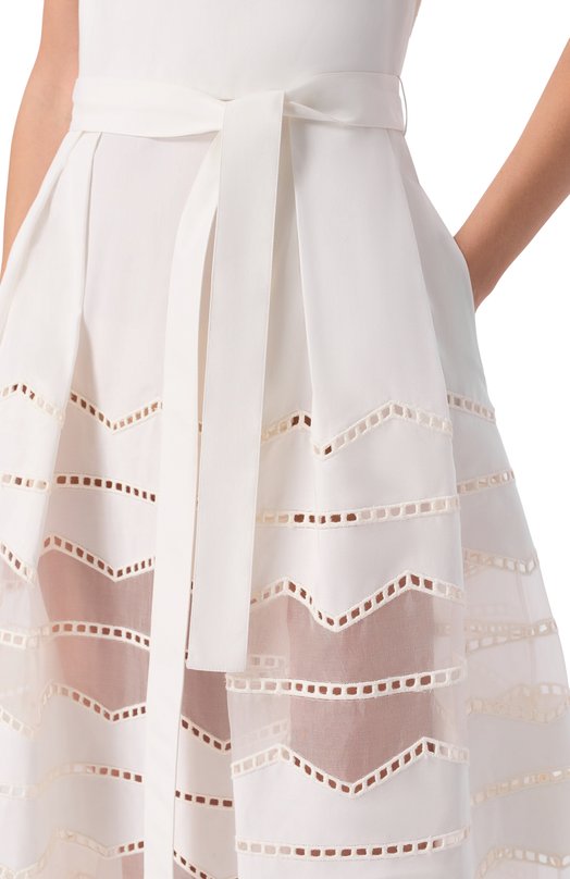 Платье из хлопка и шелка Elie Saab D1087NR26/CES01 Белый  D1087NR26/CES01 Фото 4