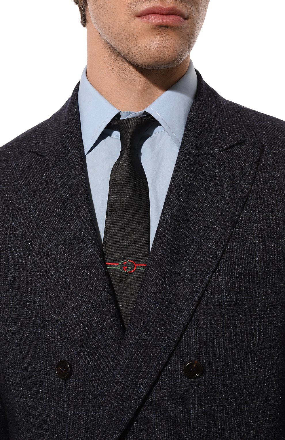 Шелковый галстук GUCCI черного цвета по цене 28800 руб., арт. 677884 4E002, фото 2 Шелковый галстук GUCCI, арт. 677884 4E002, фото 2