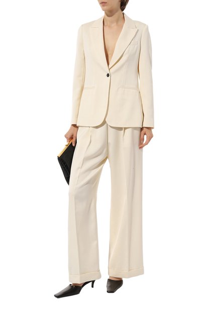 Брюки из вискозы и кашемира FORTE_FORTE кремового цвета по цене 47650 руб., арт. 10632, фото 2 Брюки из вискозы и кашемира FORTE_FORTE, арт. 10632, фото 2