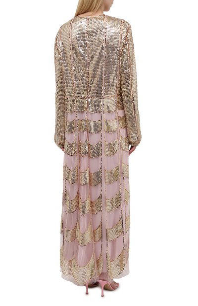 Платье с пайетками VALENTINO золотого цвета по цене 1815000 руб., арт. VB3VAVA51ED, фото 4 Платье с пайетками VALENTINO, арт. VB3VAVA51ED, фото 4