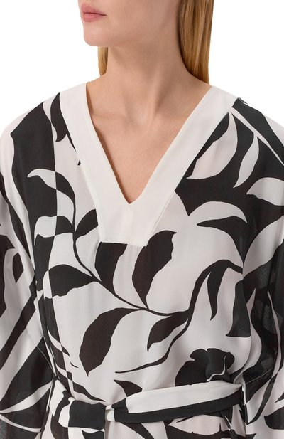 Шелковая туника MAX MARA черно-белого цвета по цене 74050 руб., арт. BCHLANCIA 261622109, фото 4 Шелковая туника MAX MARA, арт. BCHLANCIA 261622109, фото 4