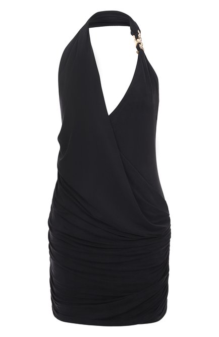 Женское платье BALMAIN черного цвета, арт. EF0R5113/JJ77 | Фото 1 (Драгоценные камни: Проставлено; Длина Ж (юбки, платья, шорты): Мини; Материал внешний: Купро, Растительное волокно; Материал сплава: Проставлено)
