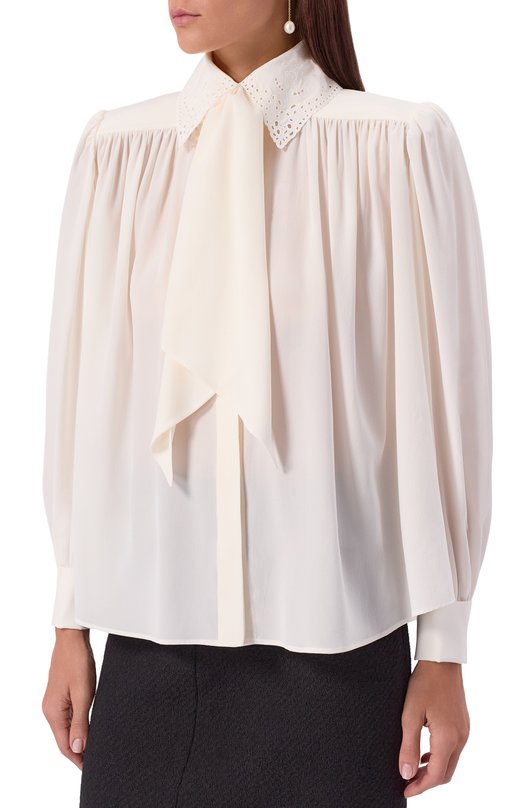 Шелковая блузка Chloé CH25WHT75005 Кремовый  CH25WHT75005 Фото 3