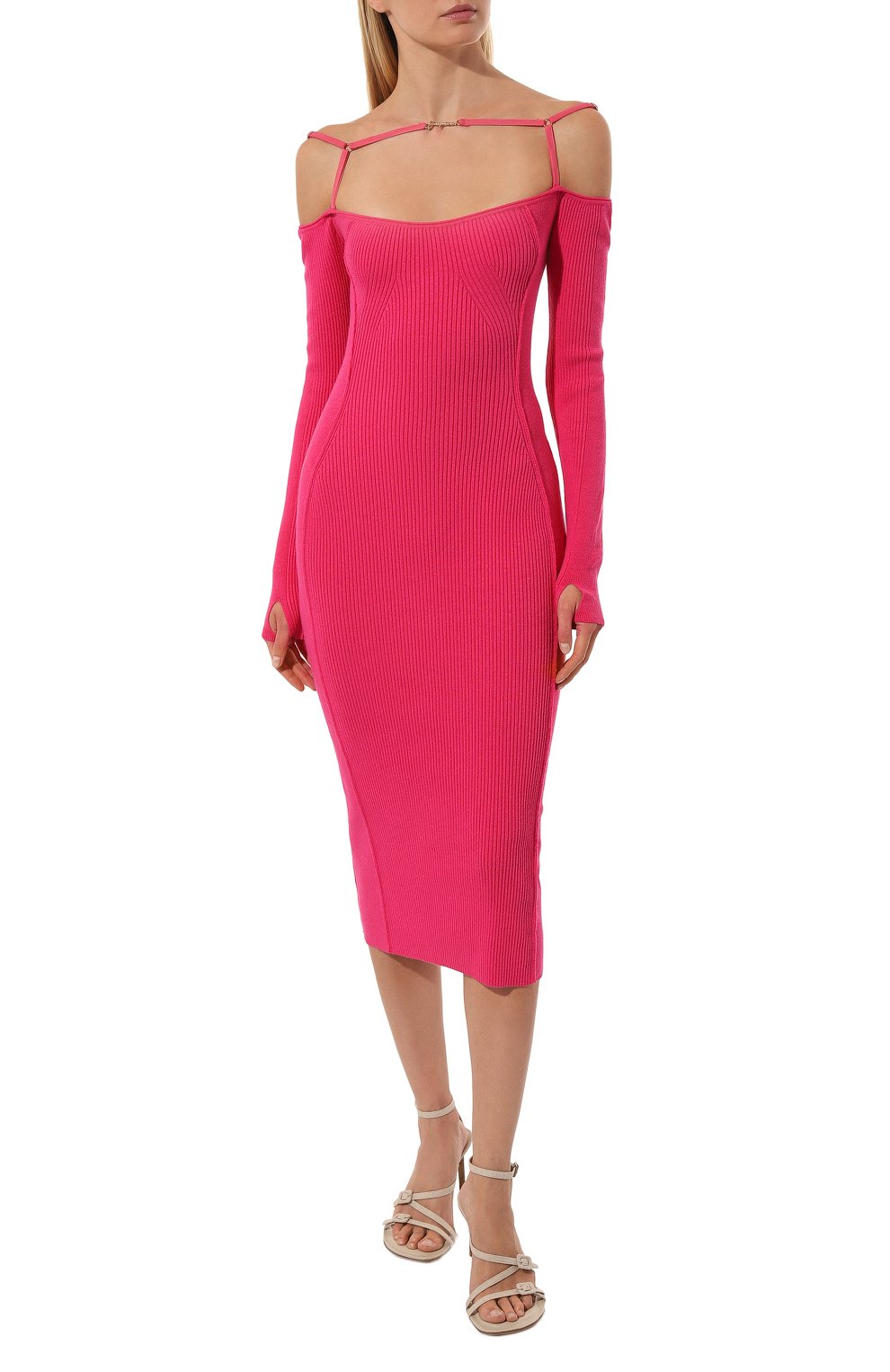 Платье из вискозы и льна JACQUEMUS, арт. 22H213KN300/2082PINK, фото 3
