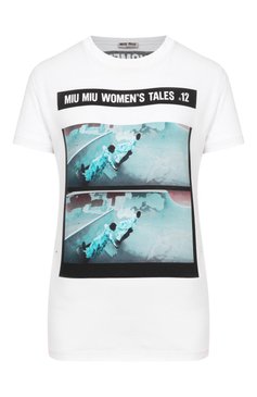 Хлопковая футболка MIU MIU, арт. MJN060-1QD2-F0009, фото 1