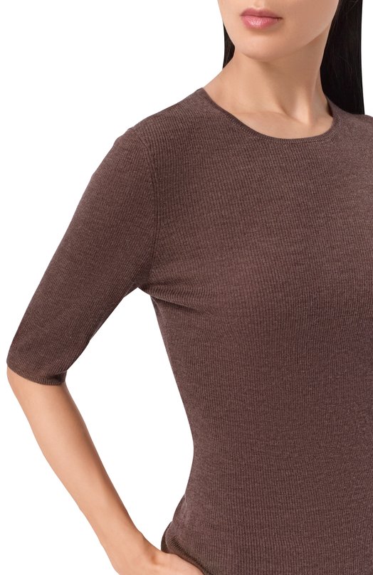 Пуловер из шерсти и шелка 12 STOREEZ 136269 Коричневый  136269 Фото 5