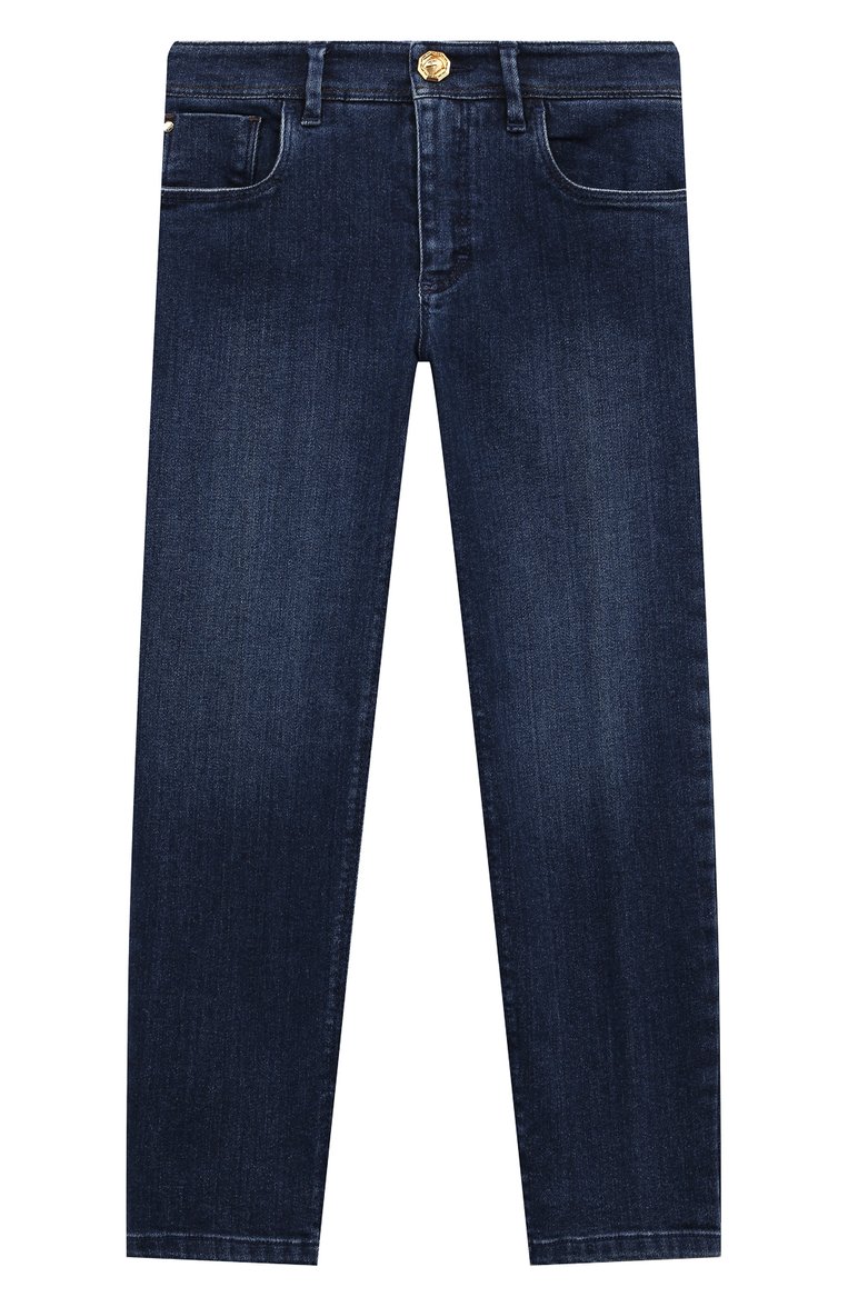 Детские джинсы STEFANO RICCI JUNIOR синего цвета, арт. Y8T2402050/712HBL | Фото 1 (Материал сплава: Проставлено; Нос: Не проставлено; Материал внешний: Хлопок; Детали: Потертости)