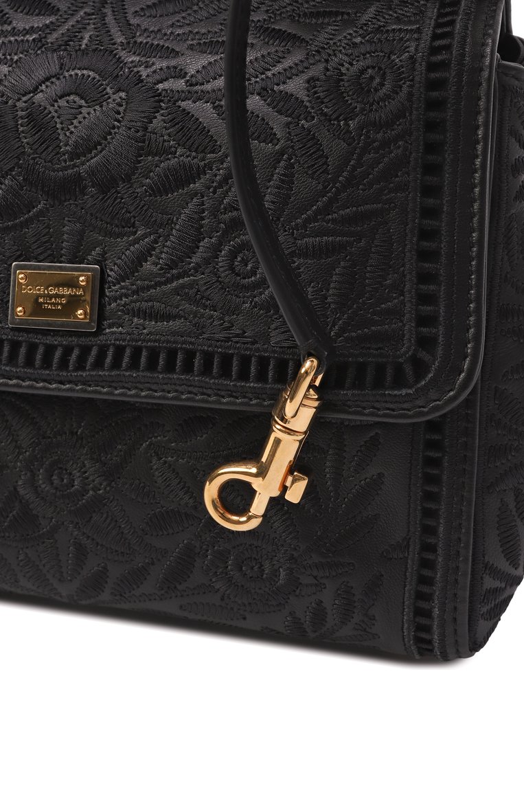 Женская сумка sicily medium DOLCE & GABBANA черного цвета, арт. BB6003/B6I38 | Фото 3 (Размер: medium; Ремень/цепочка: На ремешке; Материал: Текстиль, Натуральная кожа)