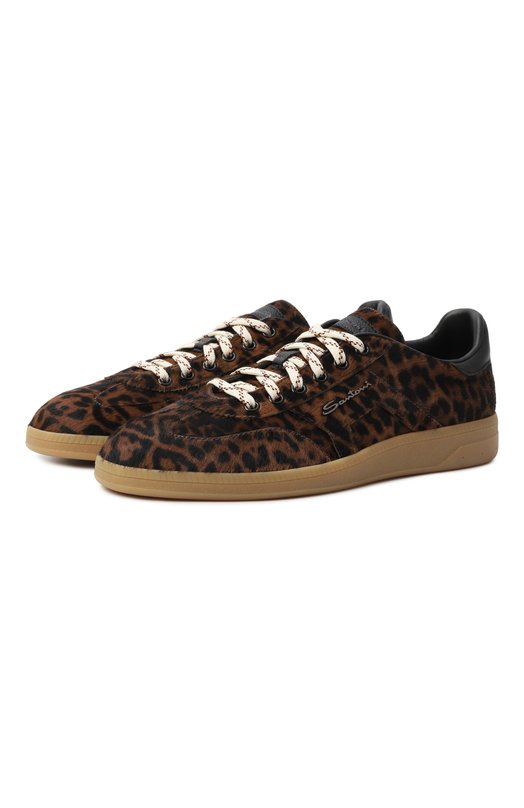 Кожаные кеды Santoni WBPG61425FARNWLE Леопардовый WBPG61425FARNWLE
