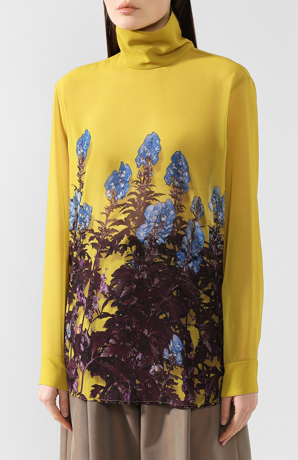 Блузка с принтом DRIES VAN NOTEN желтого цвета по цене 36500 руб., арт. 192-30759-8409, фото 3 Блузка с принтом DRIES VAN NOTEN, арт. 192-30759-8409, фото 3
