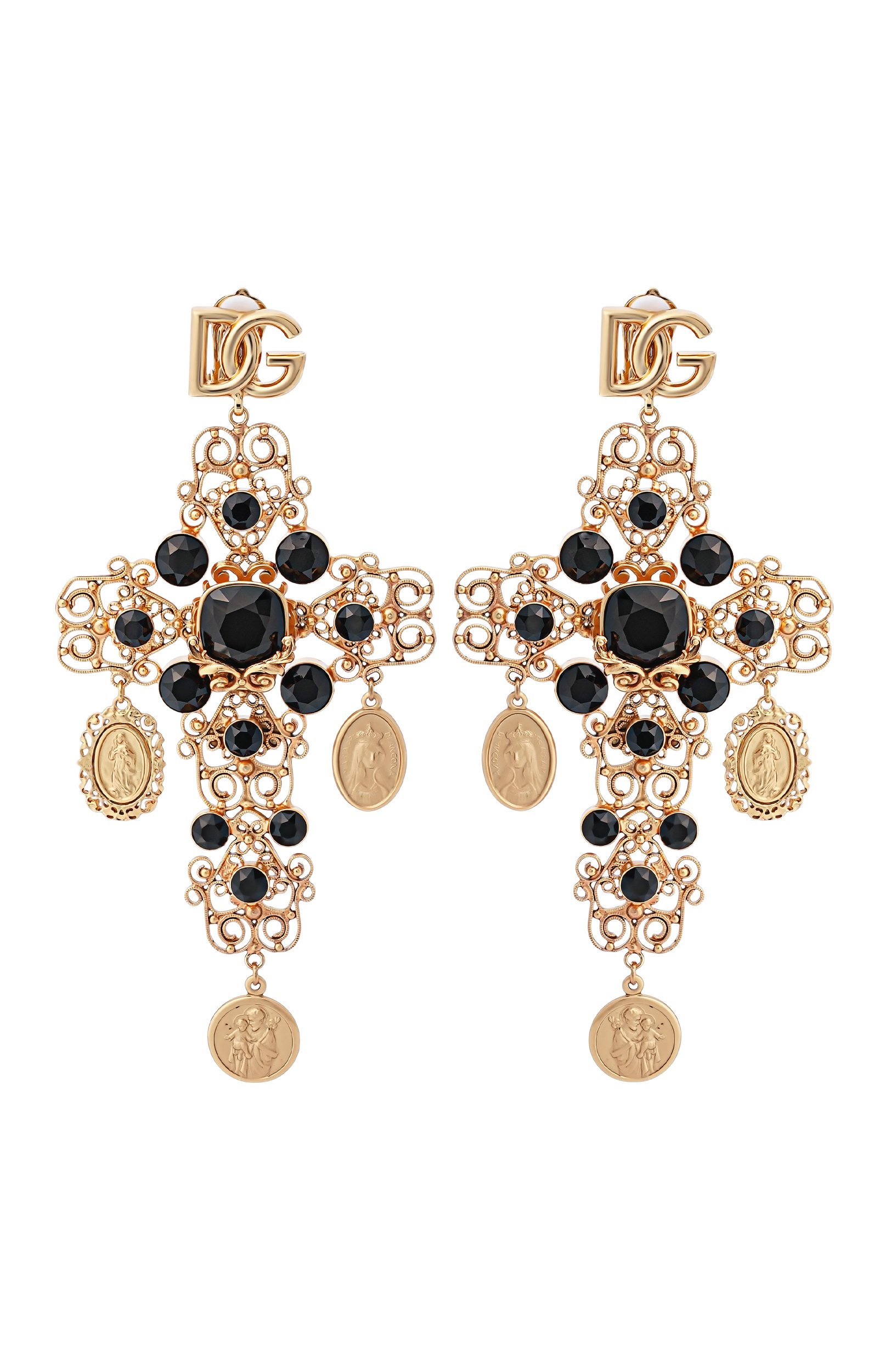 Клипсы DOLCE & GABBANA черного цвета по цене 197500 руб., арт. WER4C2/W1111, фото 1 Клипсы DOLCE & GABBANA, арт. WER4C2/W1111, фото 1