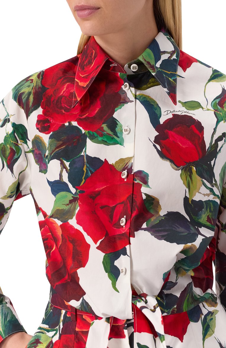 Женская хлопковая рубашка DOLCE & GABBANA разноцветного цвета, арт. F5S65T/HS5S2 | Фото 5 (Рукава: Длинные; Длина (для топов): Удлиненные; Принт: С принтом; Стили: Кэжуэл; Женское Кросс-КТ: Рубашка-одежда; Материал внешний: Хлопок; Кросс-КТ: костюм; Автоматизация ТО: Проставлено; Размерность: Идёт в размер; Автоматизация состава: Проставлено)