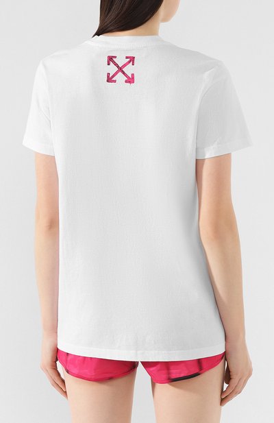 Хлопковая футболка OFF-WHITE белого цвета по цене 16300 руб., арт. 0WAA049R20B071000128, фото 4 Хлопковая футболка OFF-WHITE, арт. 0WAA049R20B071000128, фото 4