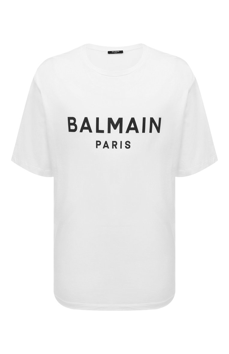Мужская хлопковая футболка BALMAIN белого цвета, арт. AH1EG000/BB73 | Фото 1 (Рукава: Короткие; Длина (для топов): Стандартные; Принт: С принтом; Стили: Кэжуэл; Материал внешний: Хлопок; Кросс-КТ: Джерси; Мужское Кросс-КТ: Футболка-одежда; Автоматизация ТО: Проставлено; Автоматизация состава: Проставлено)