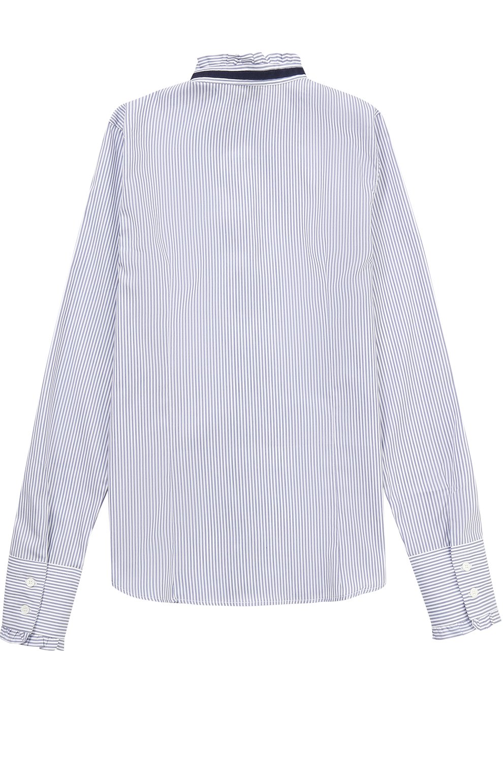 Хлопковая блуза с контрастной отделкой и оборками DAL LAGO синего цвета по цене 8820 руб., арт. R412G/8224/XS-L, фото 2 Хлопковая блуза с контрастной отделкой и оборками DAL LAGO, арт. R412G/8224/XS-L, фото 2