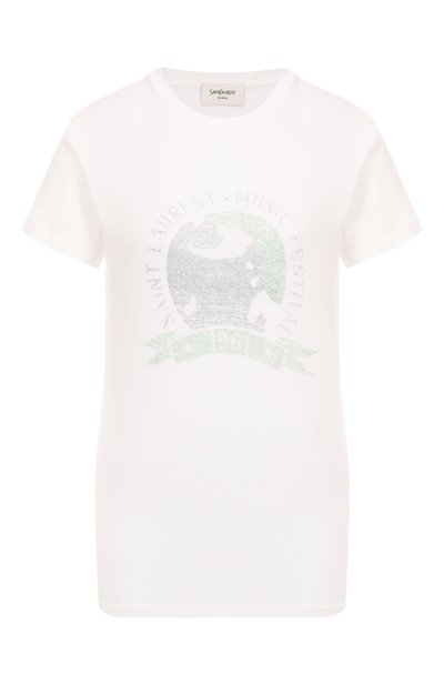 Женская хлопковая футболка SAINT LAURENT, арт. 817047/Y37YJ