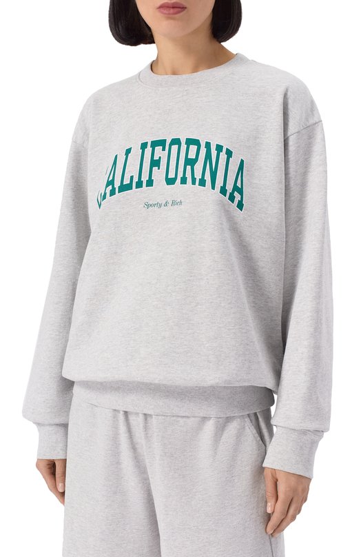 Хлопковый свитшот Sporty and Rich ST071622501GY03 Серый  ST071622501GY03 Фото 3