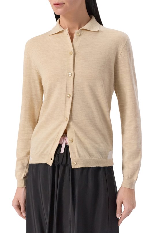 Шерстяной кардиган Maison Margiela S51HP0030/M13235 Бежевый  S51HP0030/M13235 Фото 3